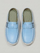 cheap Women's Clogs &amp; Mules-Women's Blue Comfort Mules with Arch Support - Lightweight All-Day Comfort Buckle Backless Shoes with Non-Slip Stitched Sole for Walking, Travel &amp; Casual Wear