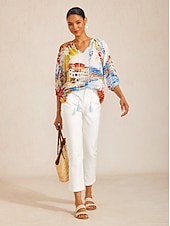 economico Bluse e camicie-top estivo in chiffon con maniche raglan Santorini