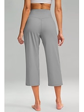 cheap Straight-Leg Pants-Women's Wide Leg Chinos Vacation Classic Style Basic Capris High Waist Plain Pocket Comfy Comfort Soft Stretchy Casual Gym Yoga Apricot Black White Army Green Spring Regular Fit