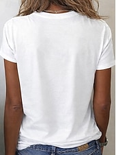 economico T-shirt semplice-Per donna 100% cotone Elegante Essenziale Manica Corta Scollo a V Top Regolari Casuale Estate Blu Nero Bianco Giallo Rosa Primavera