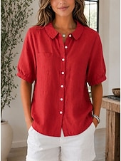  Women's Shirt Casual Shirt Solid Color Vacation Daily Casual Sleeveless Long Tops Casual Daily Holiday Blue Black White Red Green Summer Spring