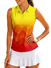 baratos tênis-Mulheres Geométrica Abstrato Tops Camisa Esportiva Camisa polo de caminhada Camisa de tênis Sem Manga Zíper Floral UPF50+ Resistente a UV Elasticidade Alta Pavio Humido Respirável Voleibal Tênis Golfe