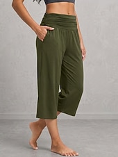 cheap Wide Leg &amp; High Waisted-Women's Wide Leg Vacation Sport Lounge Pants Calf-Length High Waist Comfortable Micro-elastic Vacation Formal Blue Light Gray rice white Black Summer Spring