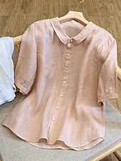  Women's Shirt Solid Color Elegant Vacation Daily Short Sleeve Long Tops Casual Daily Holiday Blue Pink Green Light Grey Dark Gray Summer Spring