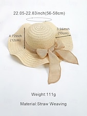 abordables Chapeaux pour femmes-Chapeau de soleil bohème en paille pour femme, chapeau de plage pliable multicolore avec nœud papillon, chapeau à larges bords portable pour une tenue décontractée
