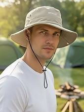 economico Cappelli da uomo-Cappello da sole da uomo per avventure all'aria aperta, con visiera regolabile, protezione UV, rete traspirante, ideale per viaggi, escursioni e pesca per uomini maturi.