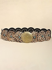 preiswerte Damengürtel-Boho-Gürtel mit runden Conchos für Damen, Western-Taillengürtel aus Kunstleder mit türkisfarbenen Nieten, Vintage-Gürtel mit Concho-Verzierung für Kleider, Festivals, Urlaub, Cowgirl-Look und lässige