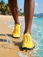abordables Men-Men's Yellow Water Shoes - Quick-Dry Barefoot Aqua Sneakers - Breathable Non-Slip Outdoor Shoes for Water Activities, Swimming, Beach Walking and Vacation Travel