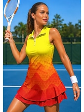 economico Abbigliamento Tennis da donna-Per donna Sfumatura Abito da tennis Abito sportivo Abito polo da tennis Senza Maniche Zip a un quarto Elastico Traspirante Pallavolo Tennis Golf Colletto Collo ripiegato Vestito Arancione