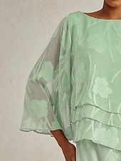  Per donna Camicia di Pizzo Blusa Top Eleganti Top in chiffon Orlo asimmetrico Tinta unica Floreale Elegante Casual Mezza Manica Manica a Volant Scollo a Barca Top Regolari Quotidiano Lavoro Ospite di