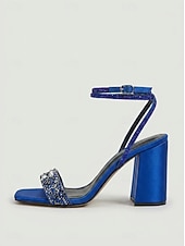 abordables Heeled Sandals-Women's Royal Blue Strappy High Heel Sandals - Elegant Cocktail Party Shoes
