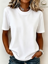 abordables T-shirt uni-T-shirts pour femmes 100% coton - T-shirt épais de qualité à manches courtes et col rond