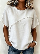 cheap Plain tee-Women's Elegant T Shirt Tee Graphic Plain Elegant Short Sleeve Crew Neck Regular Tops Casual Beach White Light Green Khaki Purple Summer