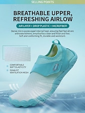 preiswerte Frauen-Bequeme blaue Damen-Wasserschuhe mit rutschfester Sohle &amp;Magic Tape – atmungsaktive, schnelltrocknende Schuhe zum Wandern, für Strand, Pool und Schnorcheln &amp;Wassersport