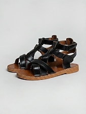 economico Sandali Gladiatore-Sandali piatti da gladiatore bianchi da donna - scarpe aperte in punta con cinturini regolabili, sandali estivi casual in stile romano per tutti i giorni, viaggi e attività informali