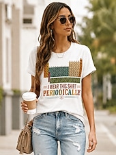  Mujer Camiseta Estampado Graphic Moda Elegante Clásico Manga Corta Cuello Barco Escote Redondo Tops largos Casual Diario Gimnasia Azul Piscina Blanco Rojo Verano Primavera