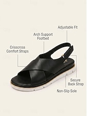 preiswerte Komfortsandalen-Bequeme, verstellbare Slingback-Sandalen für Damen mit gekreuzten Riemen und Fußgewölbeunterstützung sowie rutschfester Sohle für den Alltag und auf Reisen.