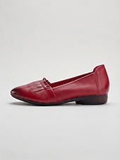 preiswerte Ballerinas für Damen-Burgunderrote Ballerinas aus echtem Leder für Damen – bequeme Slipper zum Hineinschlüpfen, ideal zum Spazierengehen, Reisen und für den Business-Casual-Look. &amp;Alltagskleidung