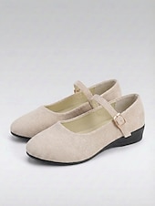 baratos Sapatilhas de mulher-Sapatilhas Mary Jane femininas roxas - sapatos de camurça sintética com tira ajustável, calçados casuais leves para o trabalho e viagens. &amp;uso diário