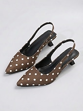 abordables Rétro des années 1950-Escarpins à pois vintage années 1950 pour femmes - escarpins rétro à bout pointu et petits talons avec bride élastique à l'arrière, parfaits pour les soirées rockabilly et les thés de gala. &amp;vêtements