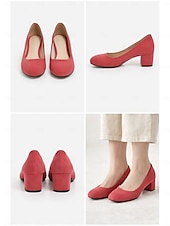 voordelige Pumps met blokhak-Roze suède pumps voor dames met blokhak - elegant &amp;Comfortabele hoge hakken voor Valentijnsdag, een romantische avond en speciale gelegenheden.