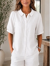  Women's Shirt Casual Shirt Solid Color Vacation Daily Casual Sleeveless Long Tops Casual Daily Holiday Blue Black White Red Green Summer Spring