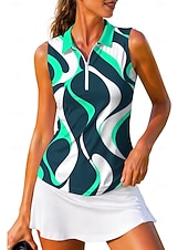 economico Camicia Donna-Per donna Geometrico Astratto Top Maglietta sportiva Polo da golf Maglia da tennis Senza Maniche Cerniera Floreale UPF50+ Resistente ai Raggi UV Alta elasticità Traspirante Tennis Golf Pickleball