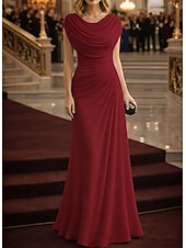 economico Abiti da Sera a Linea A-Linea ad A Tubino Colonna Lunghezza al pavimento Abito da Sera Elegante Floreale Senza Maniche Scollo a Cascata Matrimonio Formale Tasca Tessuto Elasticizzato Tessuto Lurex con Arricciato