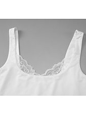  Mulheres Malha Íntima Tops de renda Renda Côr Sólida Férias Diário Sensual Sem Manga Sem Mangas Com Alças Tops curtos Casual Diário Preto Branco Verão Primavera