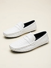baratos Homens-Mocassins masculinos brancos estilo penny loaf - sapatos leves e macios, fáceis de calçar - calçado refinado para noites de resort, jantares de férias, encontros na praia e um estilo elegante e descontraído.
