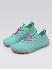 abordables Mujeres-Zapatillas acuáticas azules de secado rápido para mujer con cordones elásticos ajustables: calzado transpirable de ajuste ancho, antideslizante, ideal para la playa, el snorkel y la natación.
