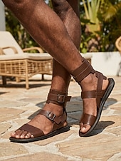 cheap Men-Men's  Strappy Sandals Casual Comfort Summer Shoes Classic Open-Toe Footwear for Outdoor Resort, Holiday Travel, Beachside Leisure and Everyday Wear