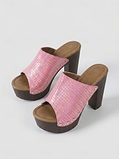 abordables Sandalias de Plataforma-Sandalias doradas de tacón de bloque para mujer: sandalias de plataforma con tacón alto para fiestas nocturnas y ropa de club.