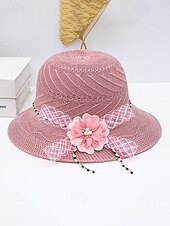cheap Women's Hats-Women's Bohemian Straw Sun Hat, Multi-Color Wide Brim Beach Vacation Hat with 3D Flower Decor for Casual Wear