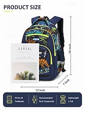 preiswerte Kids &amp; Teen Backpacks-Boys School Backpack with Dinosaur &amp; Astronaut Prints, Large Capacity Multi Pocket Polyester Bookbag, Lightweight Travel Backpack for Elementary School, Camping, Daily Use