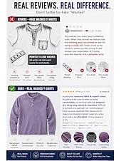 olcso alap pólók-Férfi Póló Henley ing 100% Cotton Acid Wash ing Tee Top Hosszú ujj Sima Szüret Utcai sikk Alkalmi Kimosva Raglán ujjak Állógallér Henley Hétköznapi Otthon Utca Tavasz Ősz Ősz &amp; tél Fekete Rózsaszín