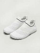 cheap Women-Women's White Breathable Knit Barefoot Water Shoes – Lightweight Quick Dry Slip On Aqua Sneakers with Non-Slip Flexible Sole for Beach, Swimming, Surfing, Yoga &amp; Travel