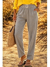  Dames Katoenen linnen broek Broek Vrijetijdsbroek Zomerbroek Vakantie Modieus Streetwear Volledige lengte Hoge taille Effen Zak Elastische taille Ademend Comfortabel Inelastisch Dagelijks Vakantie