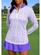 ieftine Cămașă pentru femei-Pentru femei Abstract Tops Tricou sport Cămașă de tenis Top de tenis Manșon Lung Fermoar Floral UPF50+ Rezistent la UV Înaltă Elasticitate Confortabil la umezeală Respirabil Volei Tenis Golf Gât