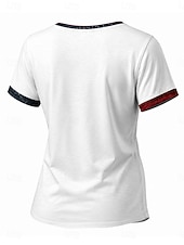 baratos Dia da Independência Top-Dia da Independência Americana Mulheres Camiseta Imprimir Gráfico Letra Bandeira americana à moda Clássico Casual Manga Curta Decote V Tops regulares Casual Diário Azul Branco Cinzento Verão Primavera