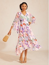cheap Casual Dress-Spring Blooms Flowy Chiffon  Maxi Dress
