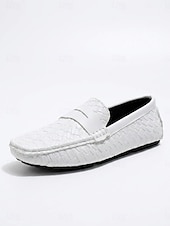 baratos Homens-Mocassins masculinos brancos estilo penny loaf - sapatos leves e macios, fáceis de calçar - calçado refinado para noites de resort, jantares de férias, encontros na praia e um estilo elegante e descontraído.