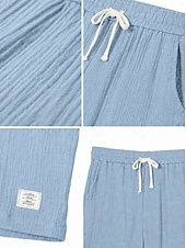 cheap Classic-Men's Shorts Summer Shorts Beach Shorts Casual Shorts Drawstring Elastic Waist Solid Color Comfort Knee Length Daily Outdoor Streetwear Fashion Retro Vintage Blue White Micro-elastic