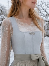 billige Dirndl-kjoler-Oktoberfest Kjoler Dirndl Trachtenkleader Midi-lengde Hushjelp bayerske Tysk Enger Dame Karneval Ølfestivalen Tradisjonell stil klut Uten bluse
