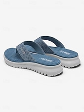 economico Sandali Comodi-Infradito da donna blu glitterate con supporto plantare, comode e leggere, con suola flessibile antiscivolo, ideali per l'uso quotidiano e per le gite in spiaggia. &amp;comfort per tutto il giorno