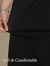  Women's Maxi Dress A Line Dress Elegant Daily Wedding Guest Tea Party Solid Color 3/4 Length Sleeve V Neck Black