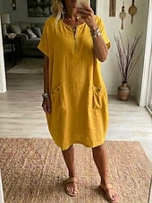  Mujer Mini vestido Vestido de una línea Vestido de verano Vacaciones Casual Boho Diario Festivos Vestido de verano Holgado Plano Media Manga Cuello Barco Azul Piscina Amarillo Marrón claro Naranja