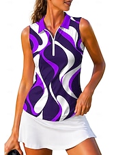 economico Camicia Donna-Per donna Geometrico Astratto Top Maglietta sportiva Polo da golf Maglia da tennis Senza Maniche Cerniera Floreale UPF50+ Resistente ai Raggi UV Alta elasticità Traspirante Tennis Golf Pickleball