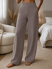  Femmes Séchage rapide Manchon Anti UV Jambe large Pantalons Vacances Mode Streetwear Longueur complète Taille haute Uni Avec Poches Taille Élastique Confort Non Elastique Quotidien Vacances Rue Caf