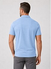 abordables Polo Classique pour Hommes-Polo en lin pour homme - manches courtes - noir, vert, bleu clair